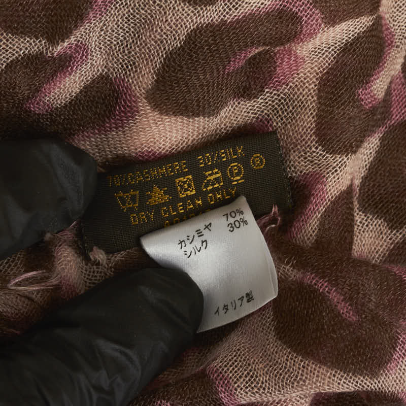 Louis Vuitton Logo Leopard Maffler Stall Pink Casimir Silk  Louis Vuitton