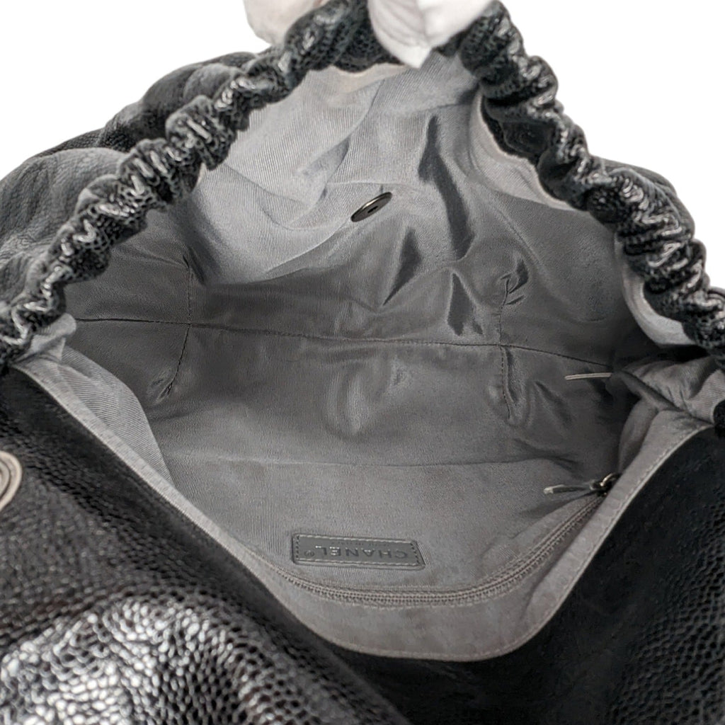 Chanel Elastic CC Flap Bag Glazed Caviar Hobo Shoulder Bag