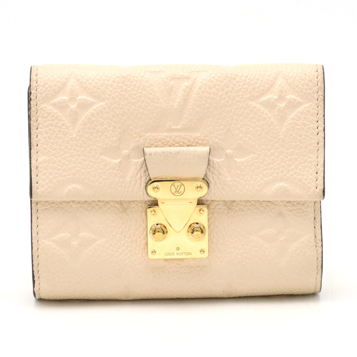 Louis Vuitton Monogram Emplant Portfolio Metis Compact Three Folded Wallet Three Folded Cream Beige M81071