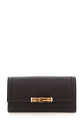 Gucci Black Tri-Fold Bamboo Leather Wallet