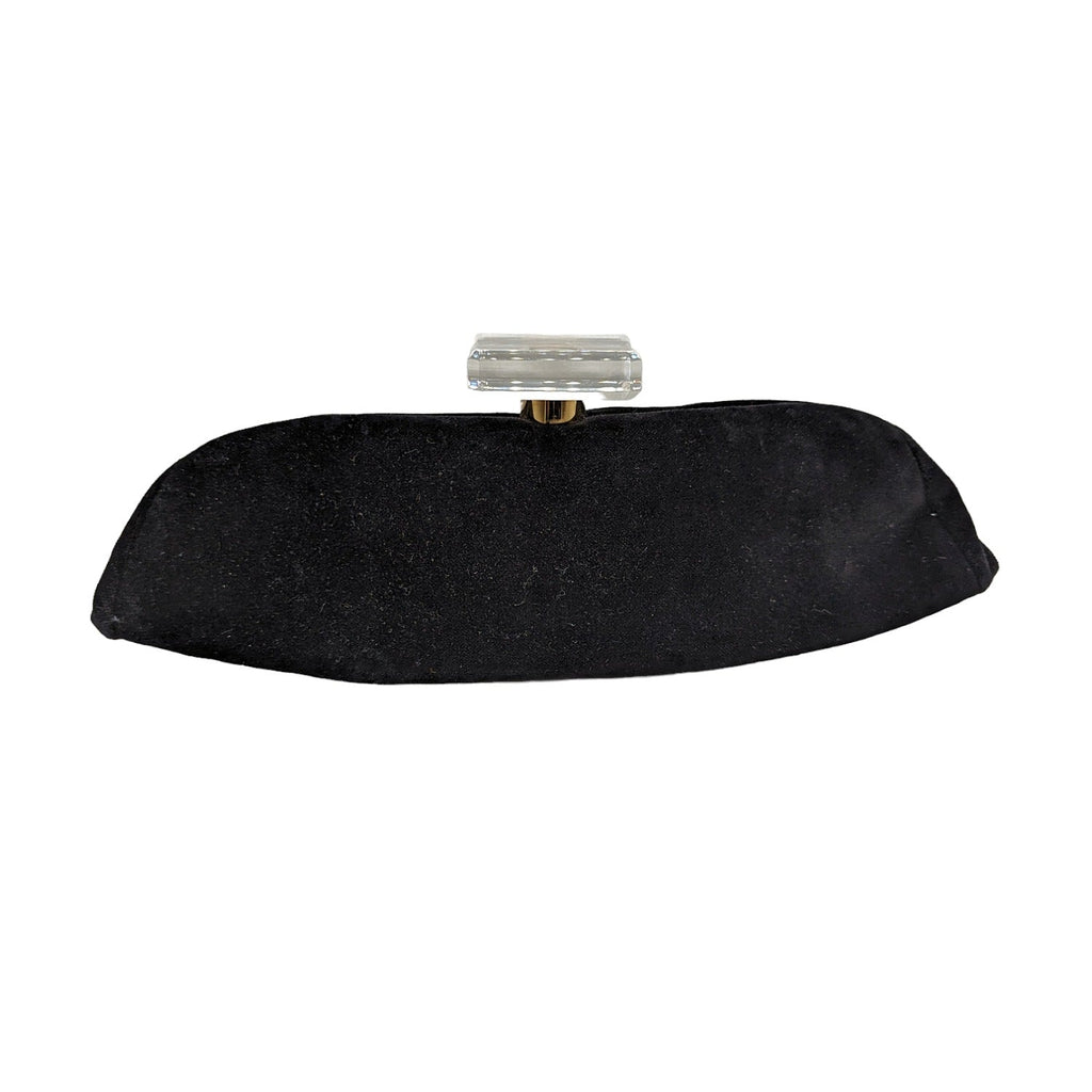 Chanel Vintage Velvet Gold Plexiglass Kiss-Lock Frame Clutch
