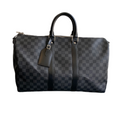 Louis Vuitton Black Canvas Keepall Bandouliere 45 travel bag