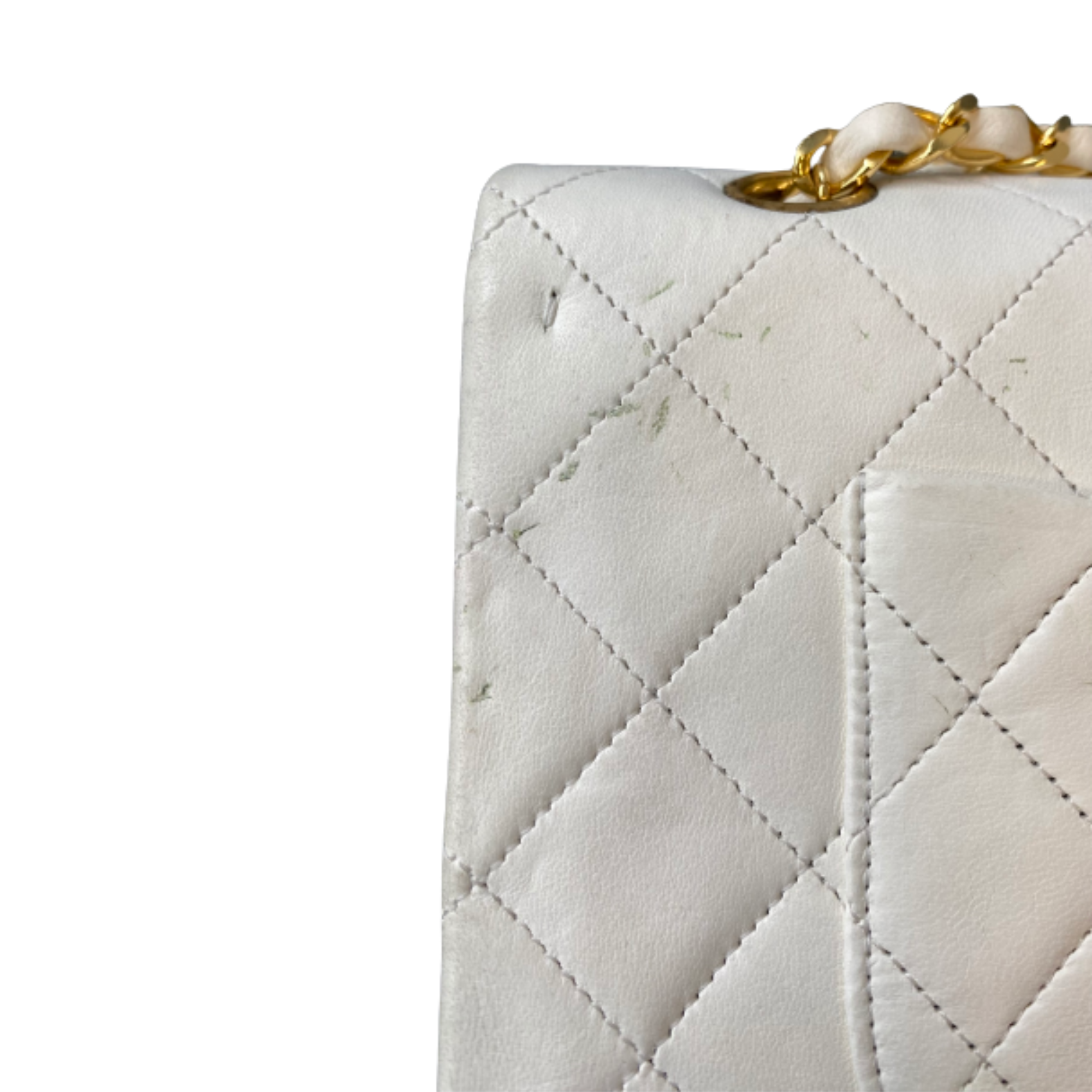 Chanel White Leather Double flap shoulder bag
