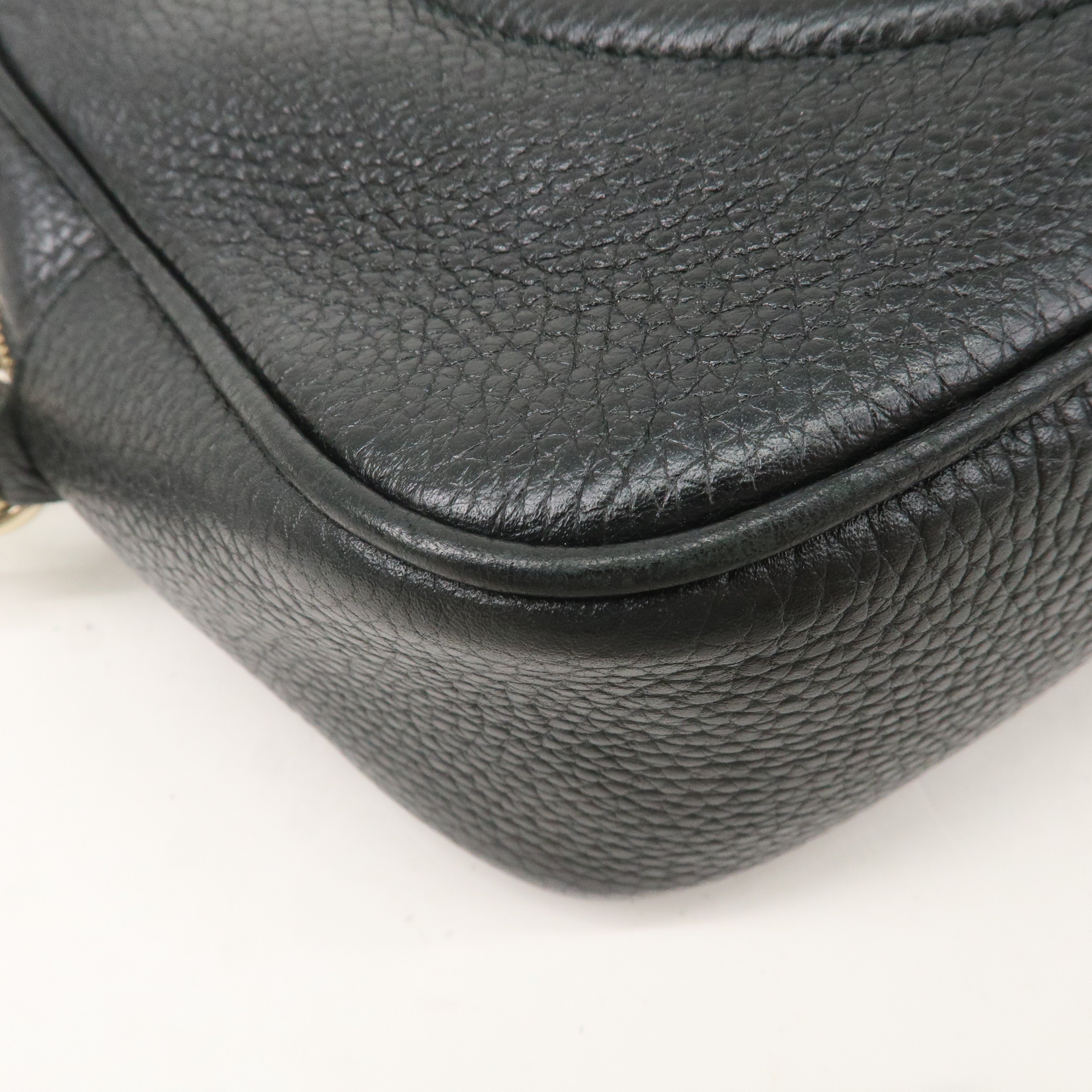 GUCCI SOHO Leather Small Disco Shoulder Bag Black 308364