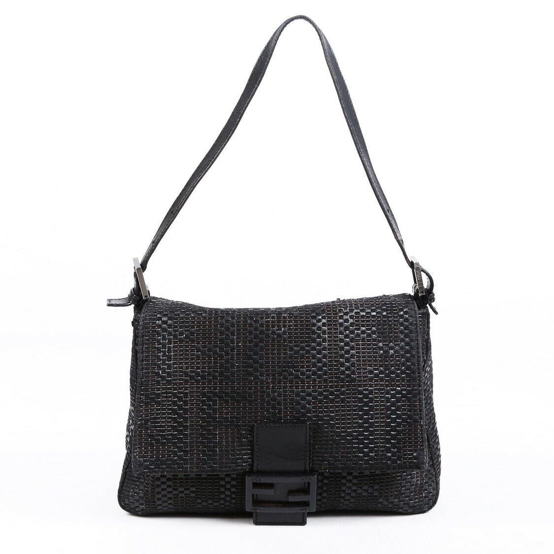 Fendi Bag Mama Baguette Black Woven Leather