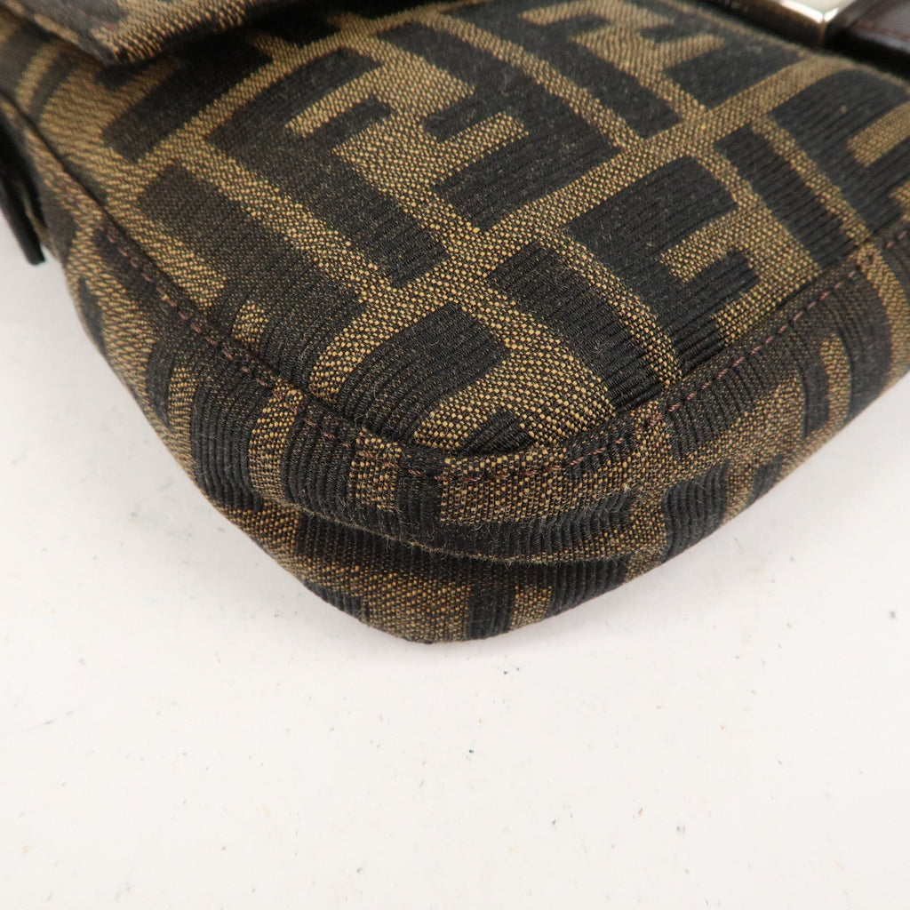 FENDI Zucca Mamma Baguette Canvas Leather Shoulder Bag 26424