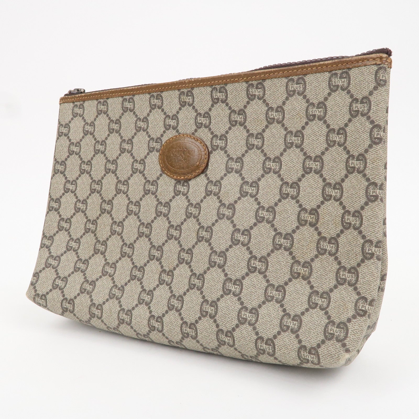 GUCCI Set of 3 Old Gucci Leather Second Bag Pouch Beige Brown