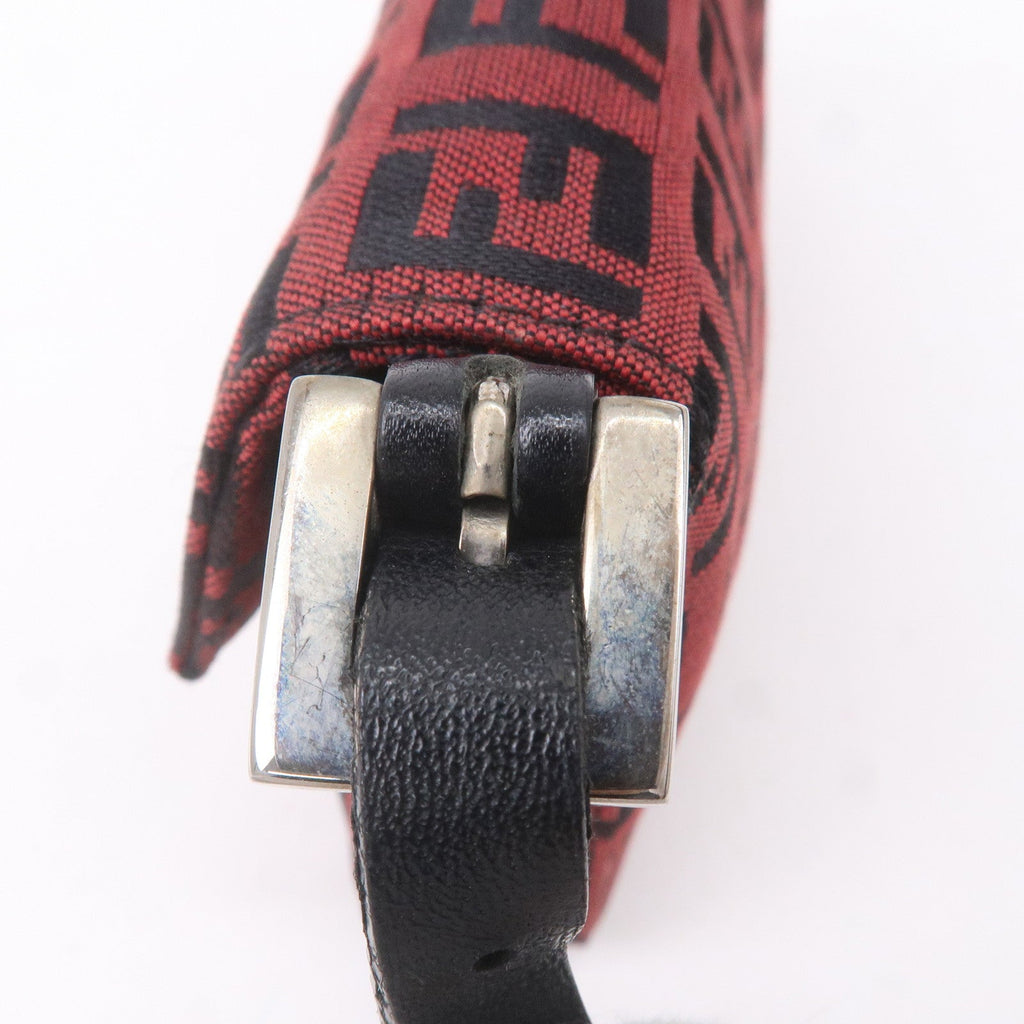 FENDI Mini Mamma Baguette Zucchino Canvas Leather Bag Red 8BK005