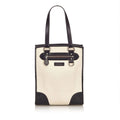 Pre-Loved Burberry White Ivory Canvas Fabric Two-Toned Tote Bag United Kingdom