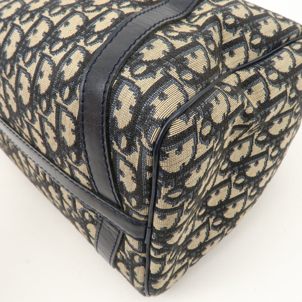 Christian Dior Trotter Canvas Leather Boston Bag Navy