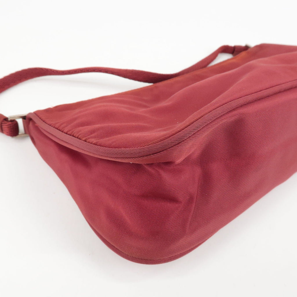 Prada Logo Nylon Hand Bag Shoulder Bag Pouch Purse Red