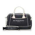Pre-Loved Burberry Blue Dark Calf Leather Logo Travel Bag United Kingdom