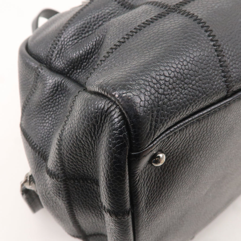 CHANEL Chocolate Bar Caviar Skin Boston Bag Black A26135