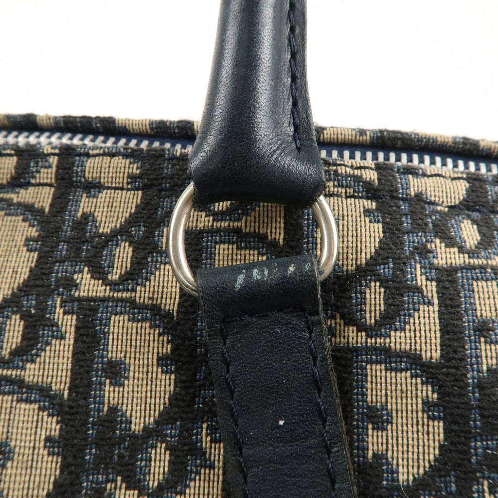Christian Dior Trotter Canvas Leather Boston Bag Navy