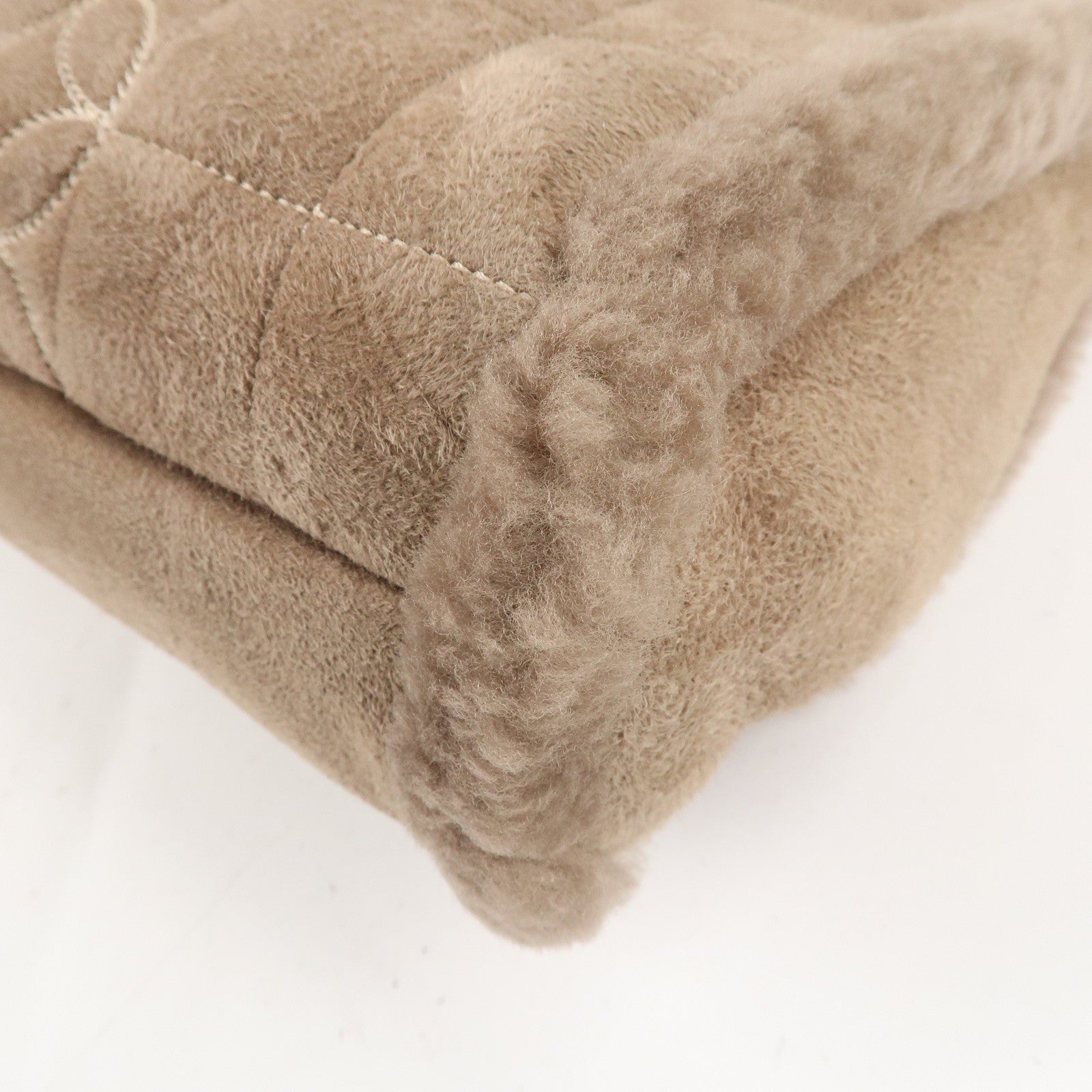 CHANEL Nubuck Fur Leather Shoulder Bag Hand Bag Beige