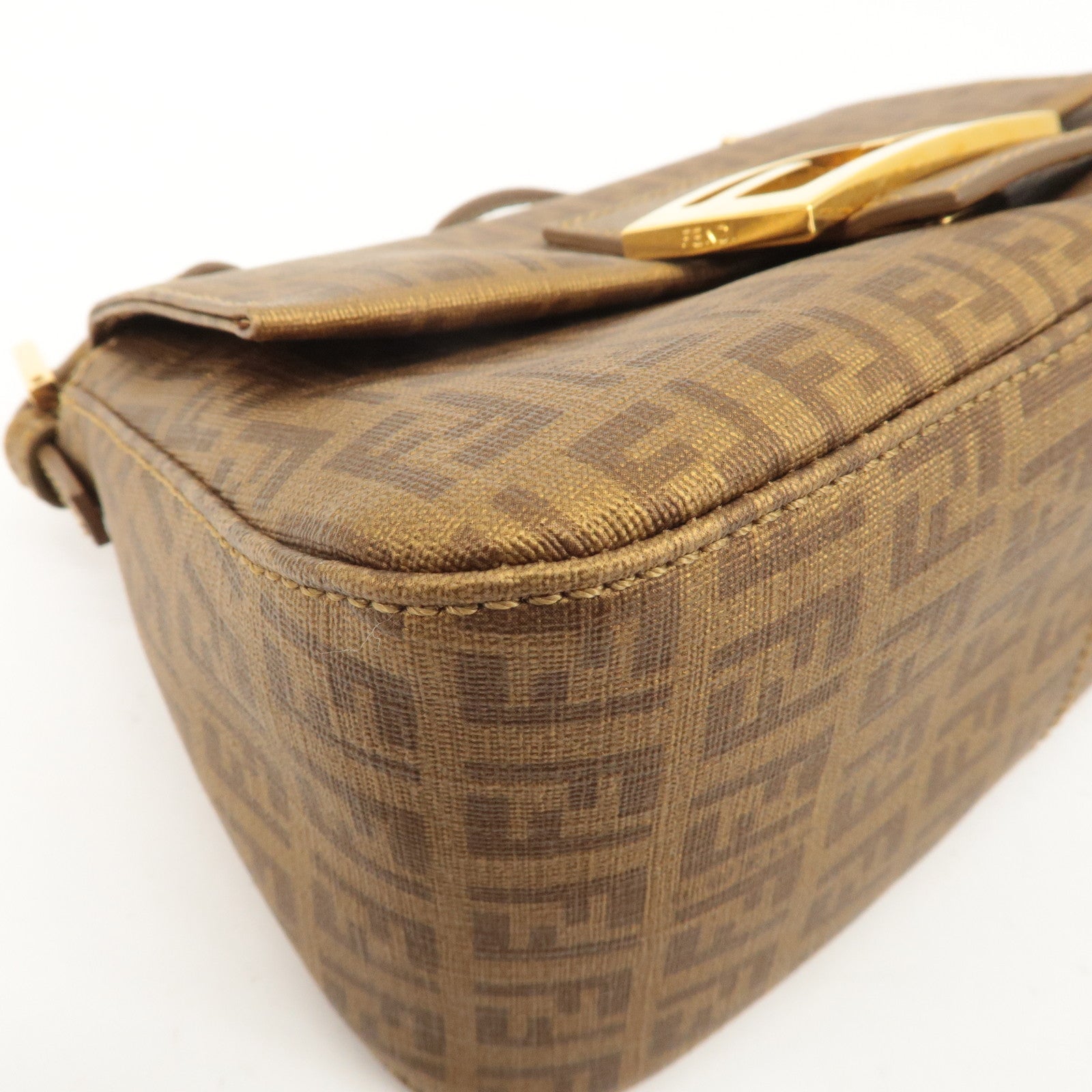 FENDI Zucchino Mamma Baguette PVC Leather Shoulder Bag 8BR180