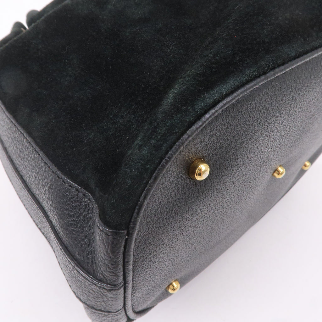 Gucci Bamboo Suede Leather Black 2WAY Bag 001.3754.1657