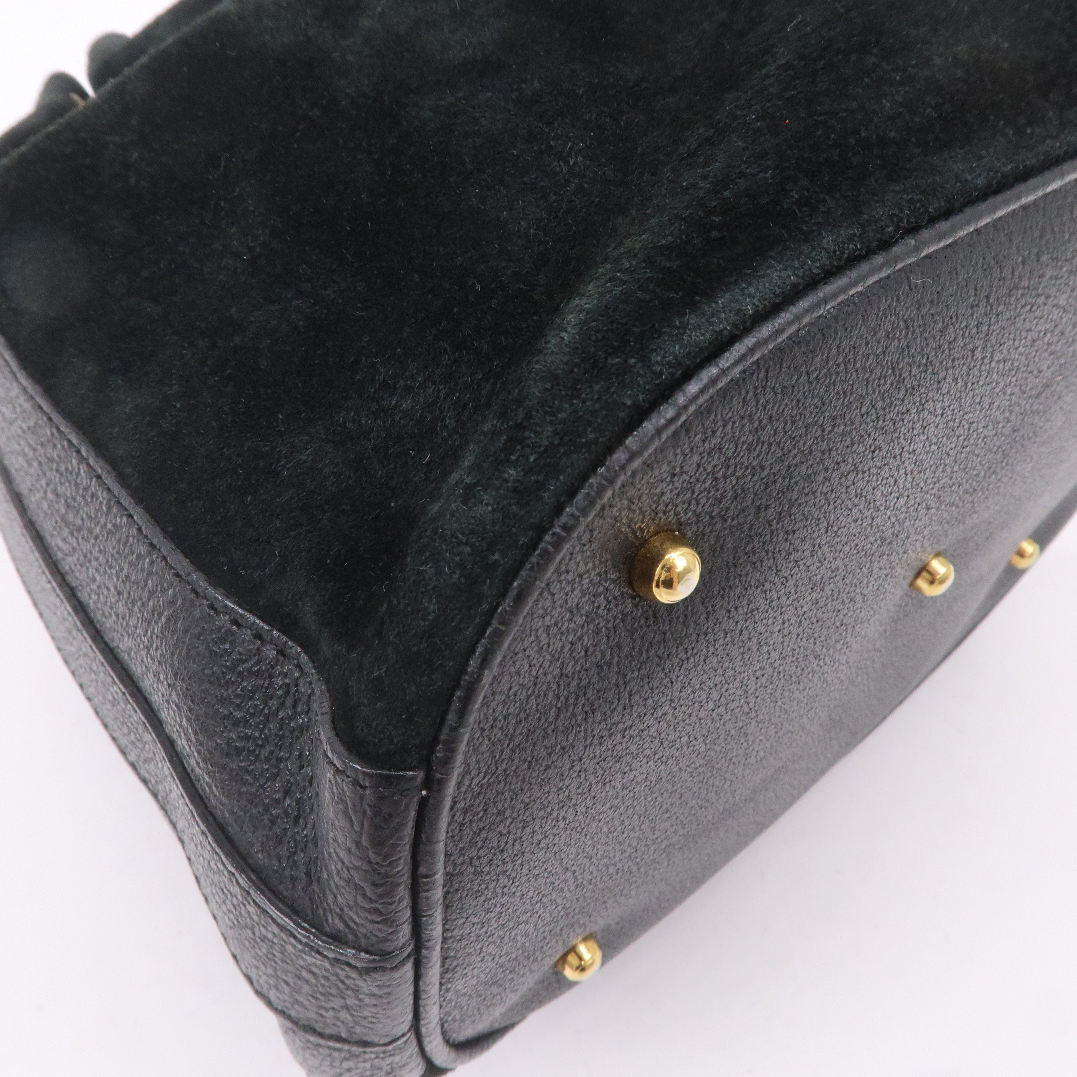 Gucci Bamboo Suede Leather Black 2WAY Bag 001.3754.1657