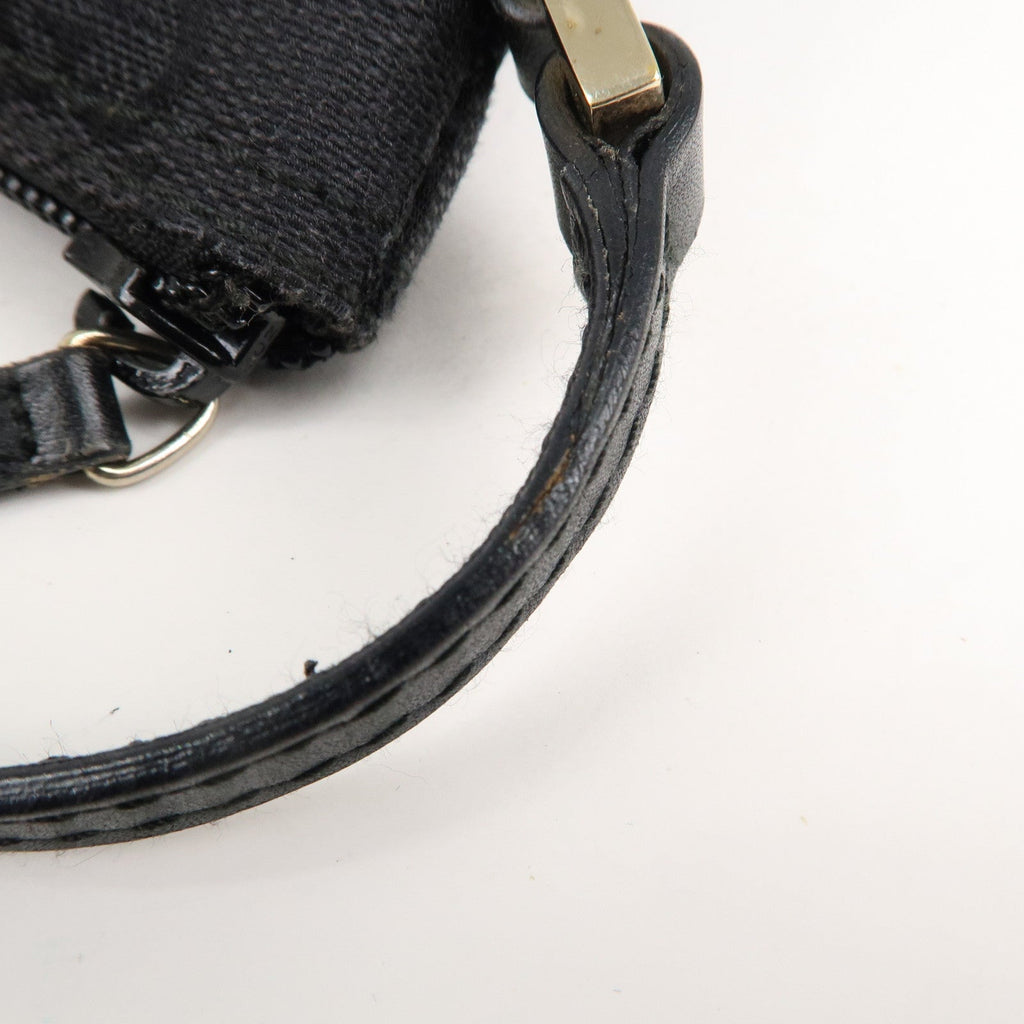 GUCCI Boat Bag GG Monogram Canvas Leather Pouch Black 039.1103
