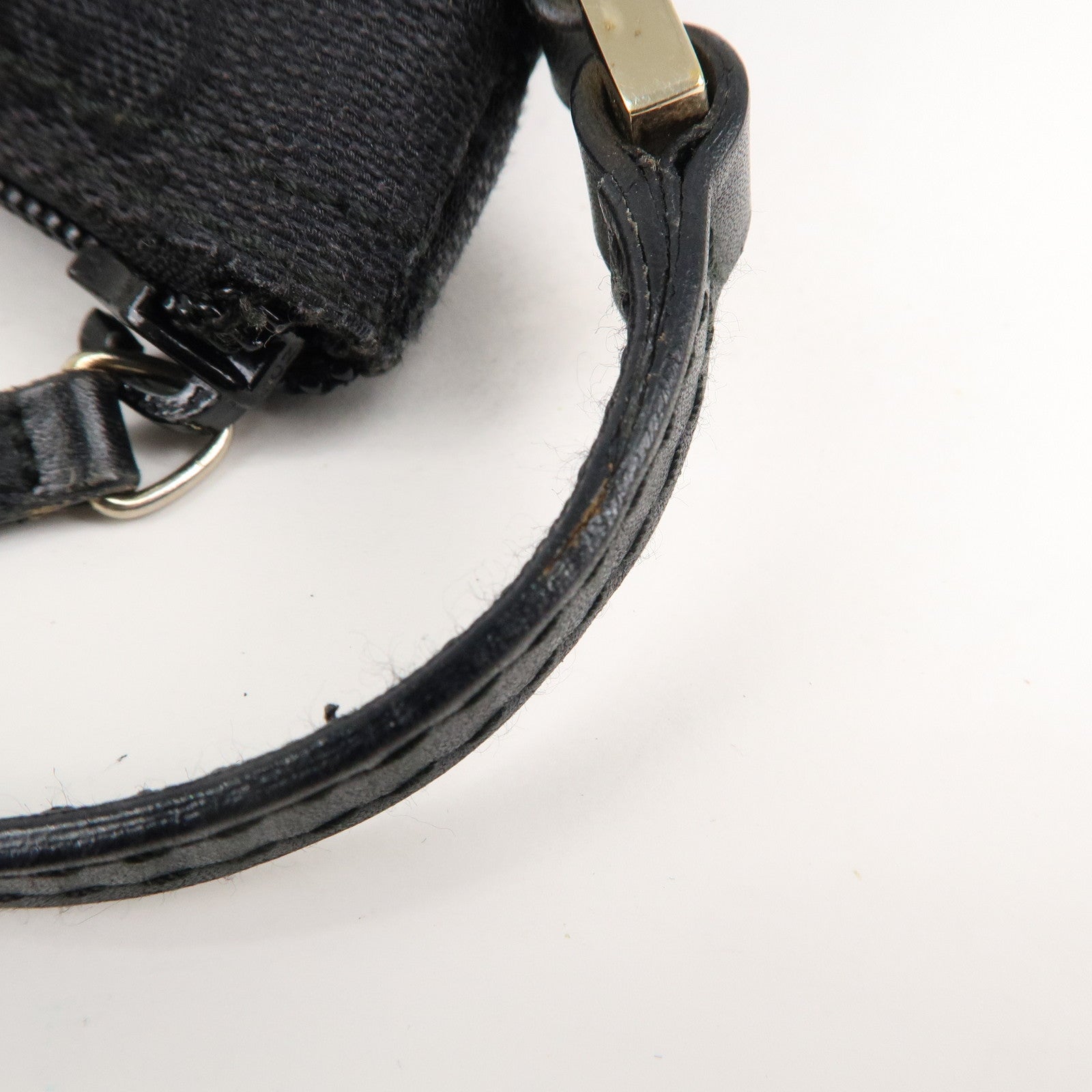 GUCCI Boat Bag GG Monogram Canvas Leather Pouch Black 039.1103