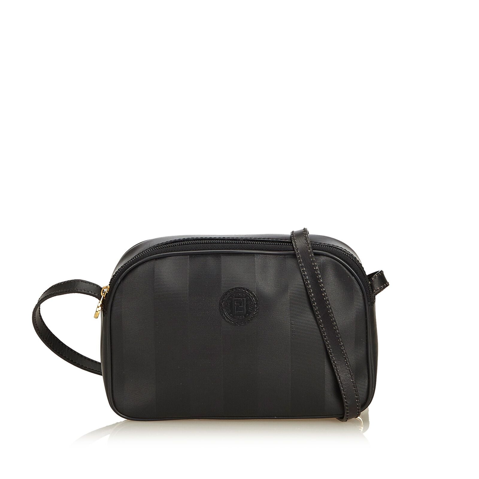 Pre-Loved Fendi Black PVC Plastic Pequin Crossbody Bag Italy