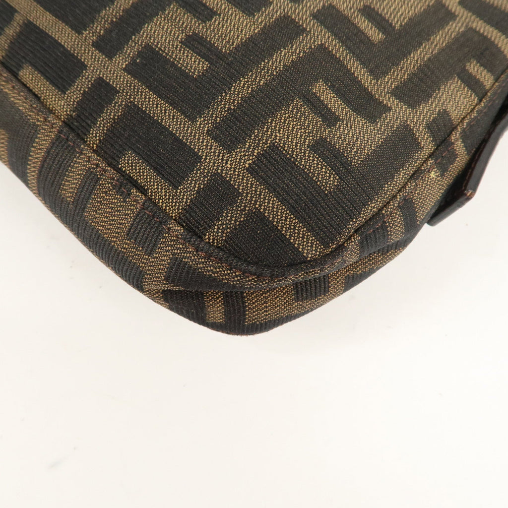 FENDI Mamma Baguette Canvas Leather Shoulder Bag Brown 26424