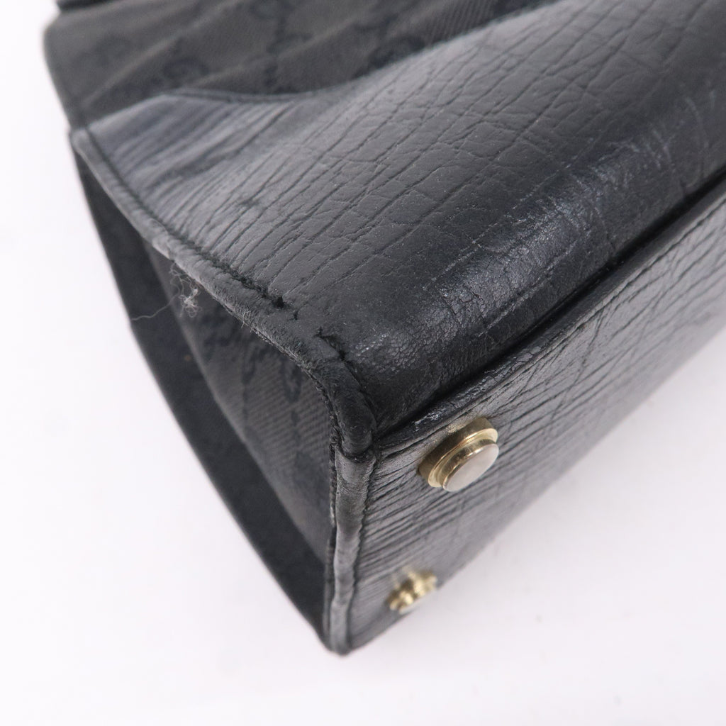GUCCI Sherry GG Canvas Leather Shoulder Bag Black 130995