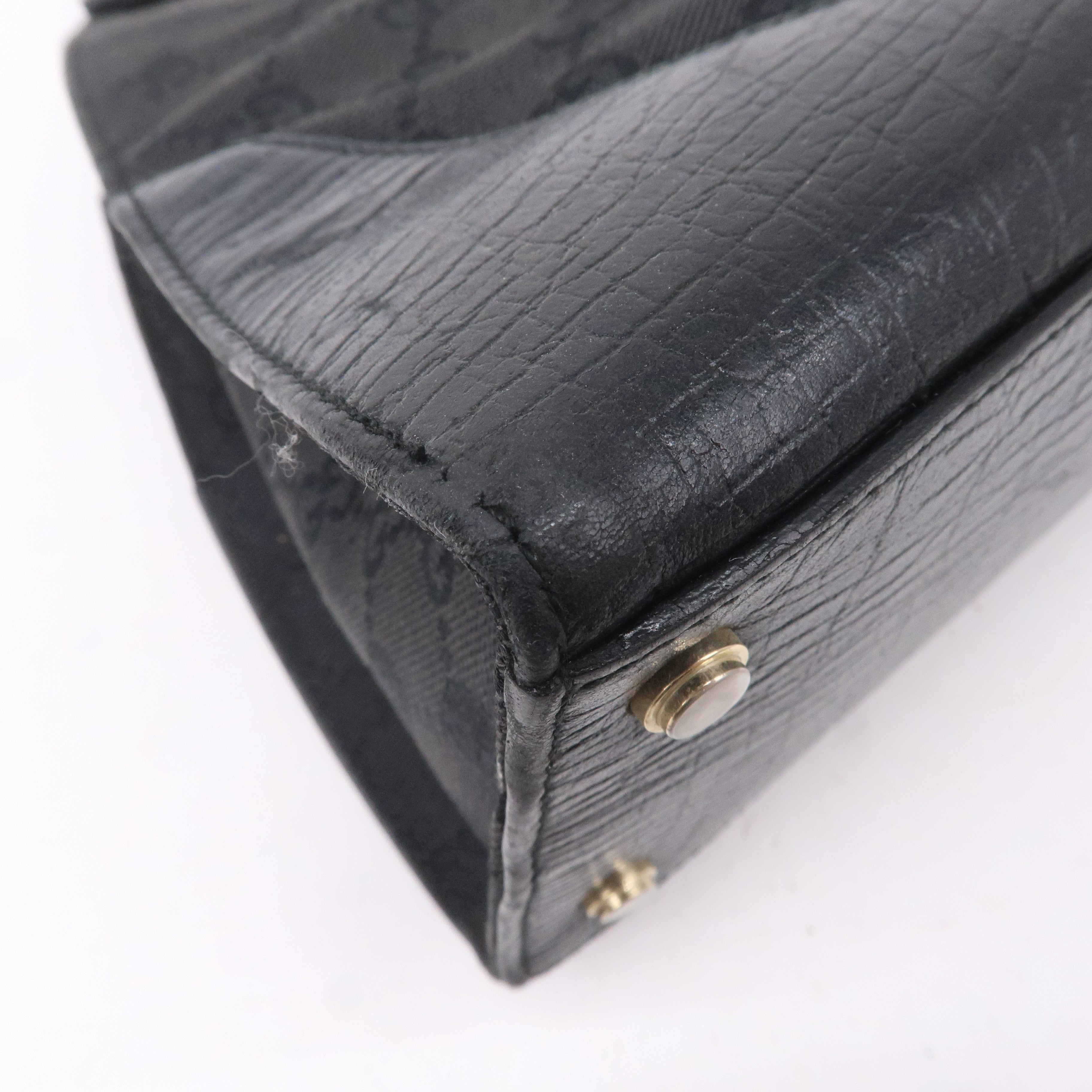 GUCCI Sherry GG Canvas Leather Shoulder Bag Black 130995
