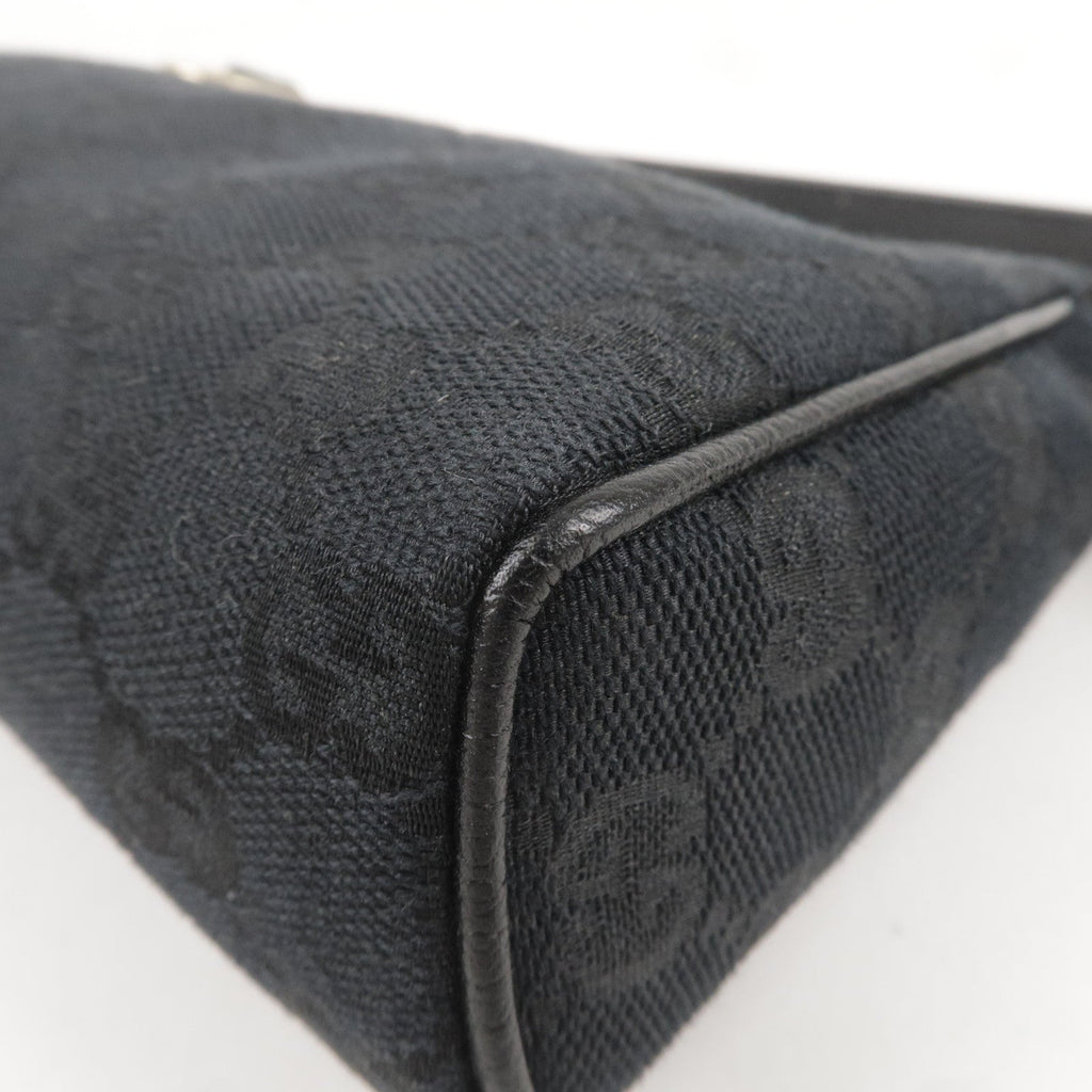 GUCCI Abbey GG Canvas Leather Hand Bag Pouch Black 645093