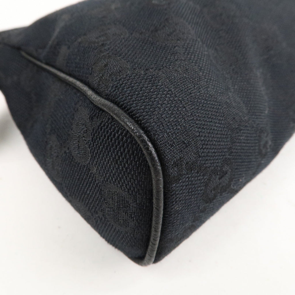 GUCCI Abbey GG Canvas Leather Hand Bag Pouch Black 145750