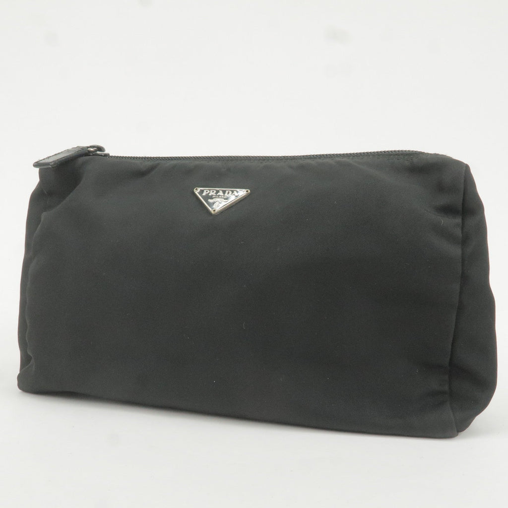 Prada Set of 3 Logo Nylon Cosmetic Pouch Clutch Bag NERO Black