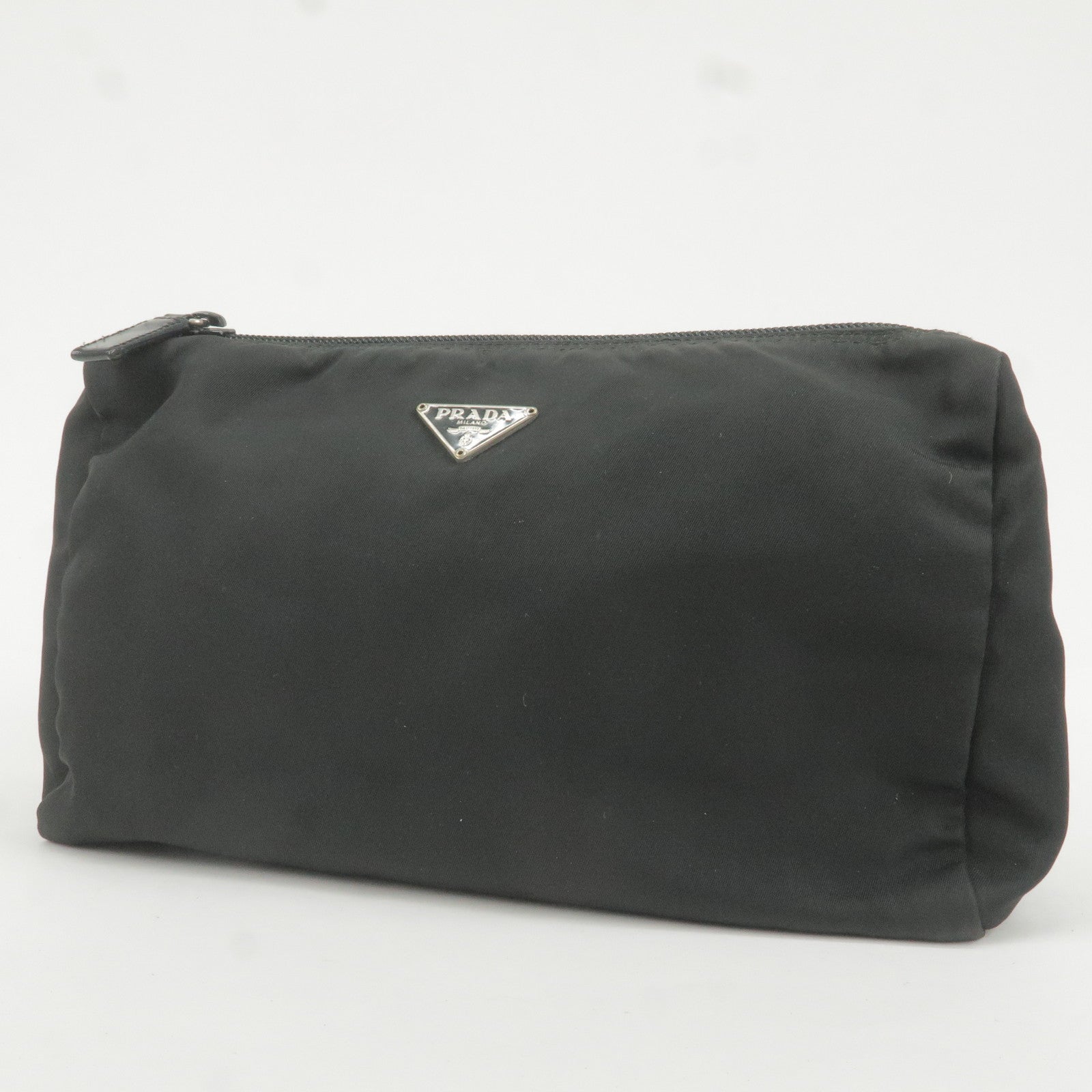 Prada Set of 3 Logo Nylon Cosmetic Pouch Clutch Bag NERO Black