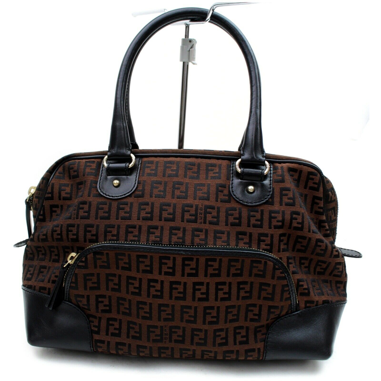 Indistinguishable  Fendi Hand Bag Brown Zukka Nyron (SHC7-10433)