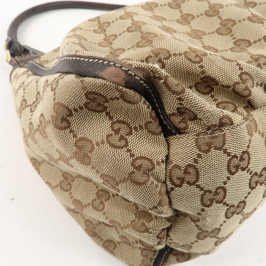 GUCCI Abbey GG Canvas Leather Shoulder Bag Beige Gold 189833
