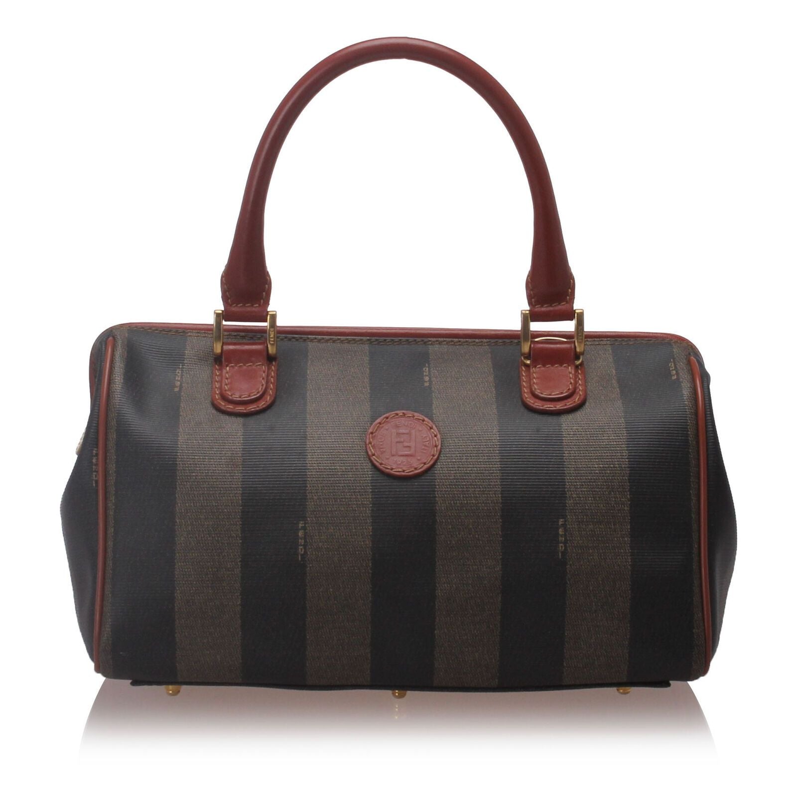 Pre-Loved Fendi Brown PVC Plastic Pequin Boston Bag Italy