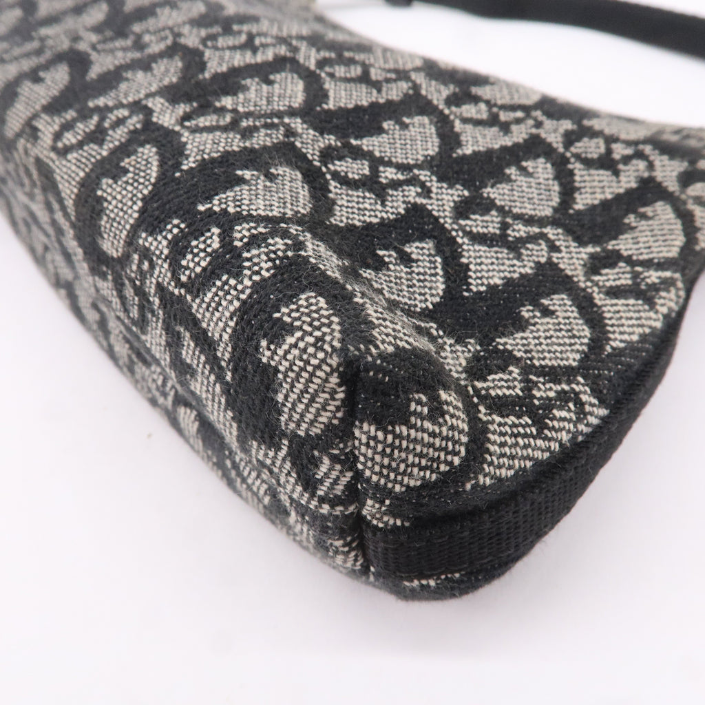 Christian Dior Trotter Canvas Leather Hand Bag Pouch Black