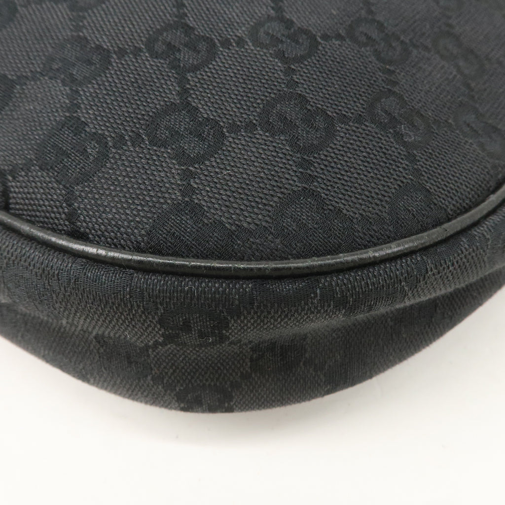 GUCCI GG Canvas Leather Shoulder Bag Cross Body Black 122790