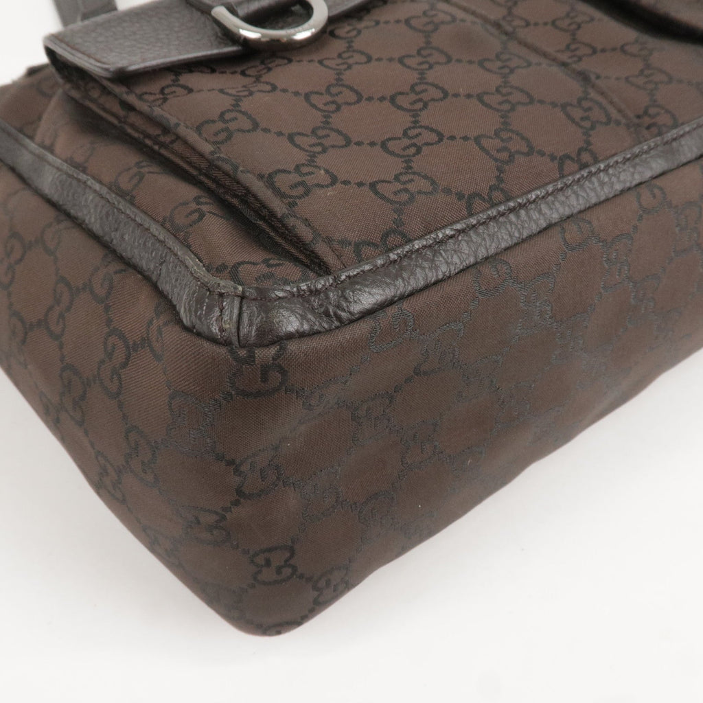 GUCCI GG Canvas Leather Tote Bag Shoulder Bag Dark Brown 268639