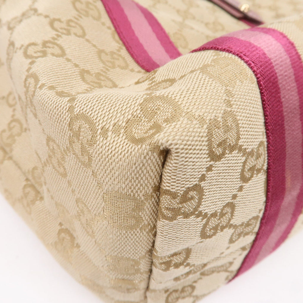 GUCCI Sherry GG Canvas Leather Shoulder Tote Bag Beige Pink 137396