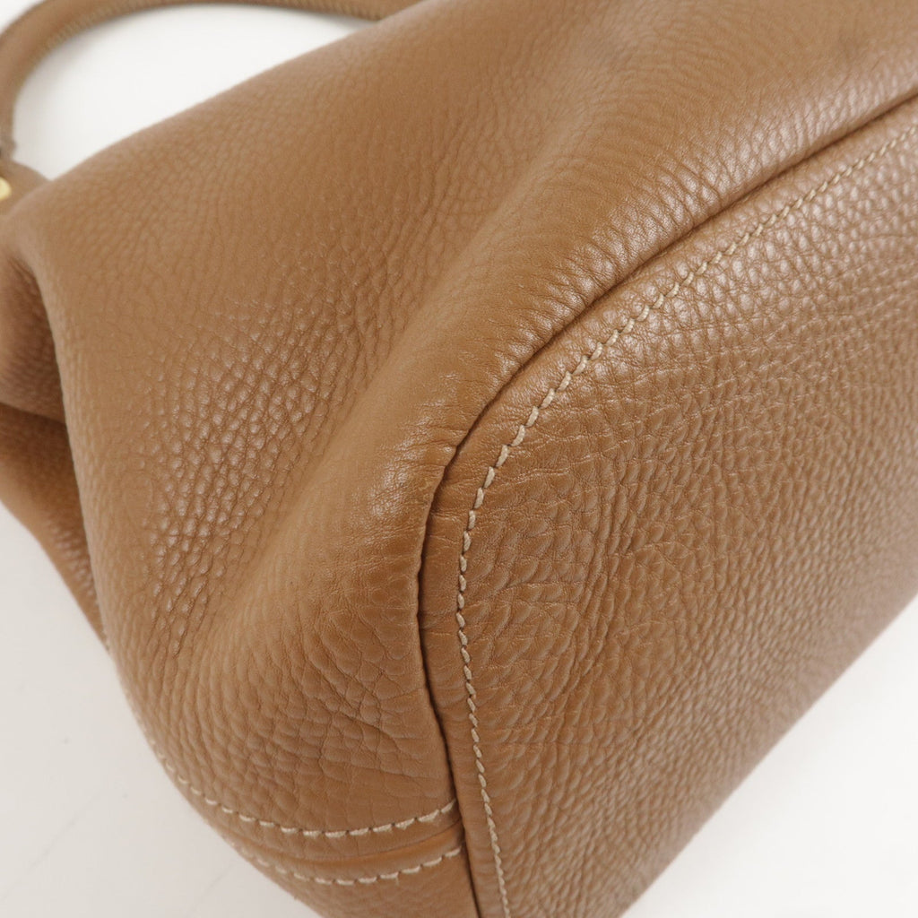 Prada Logo Leather One Shoulder Bag Brown BR4829