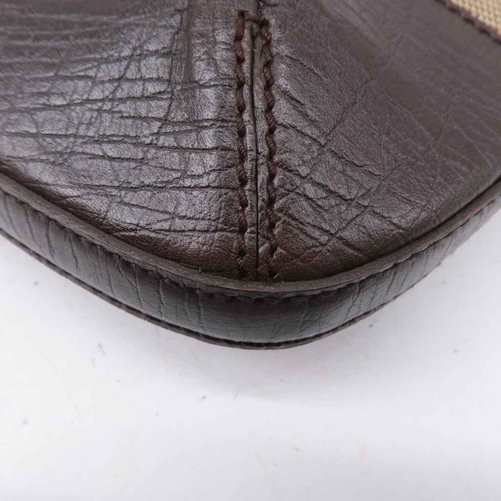 GUCCI Horsebit Sherry GG Canvas Leather Shoulder Bag Brown 137388
