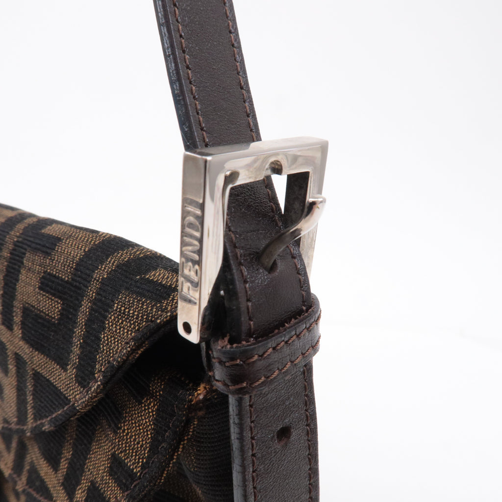 FENDI Zucca Canvas Leather Shoulder Bag Brown 83164900012