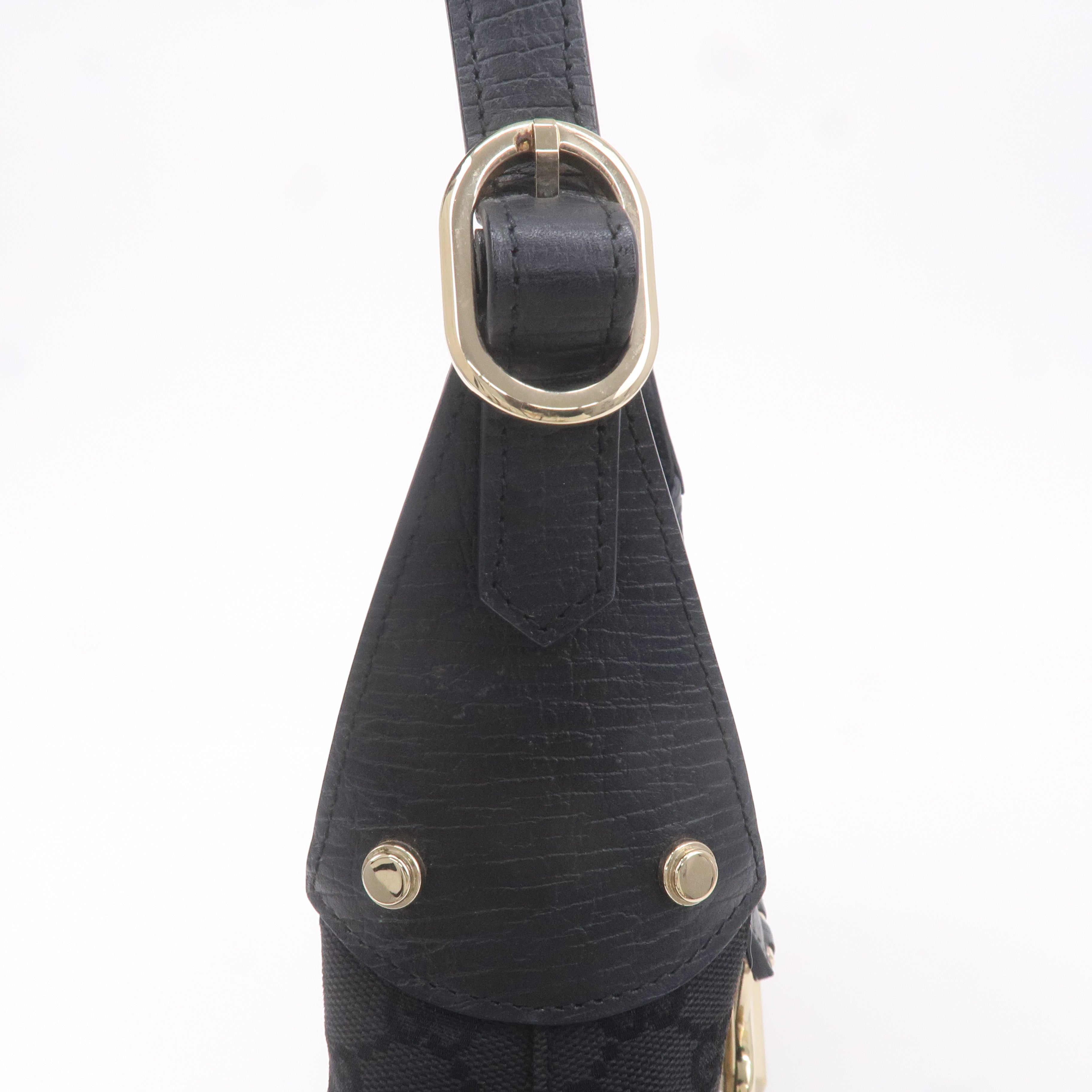 GUCCI Sherry GG Canvas Leather Shoulder Bag Black 130779