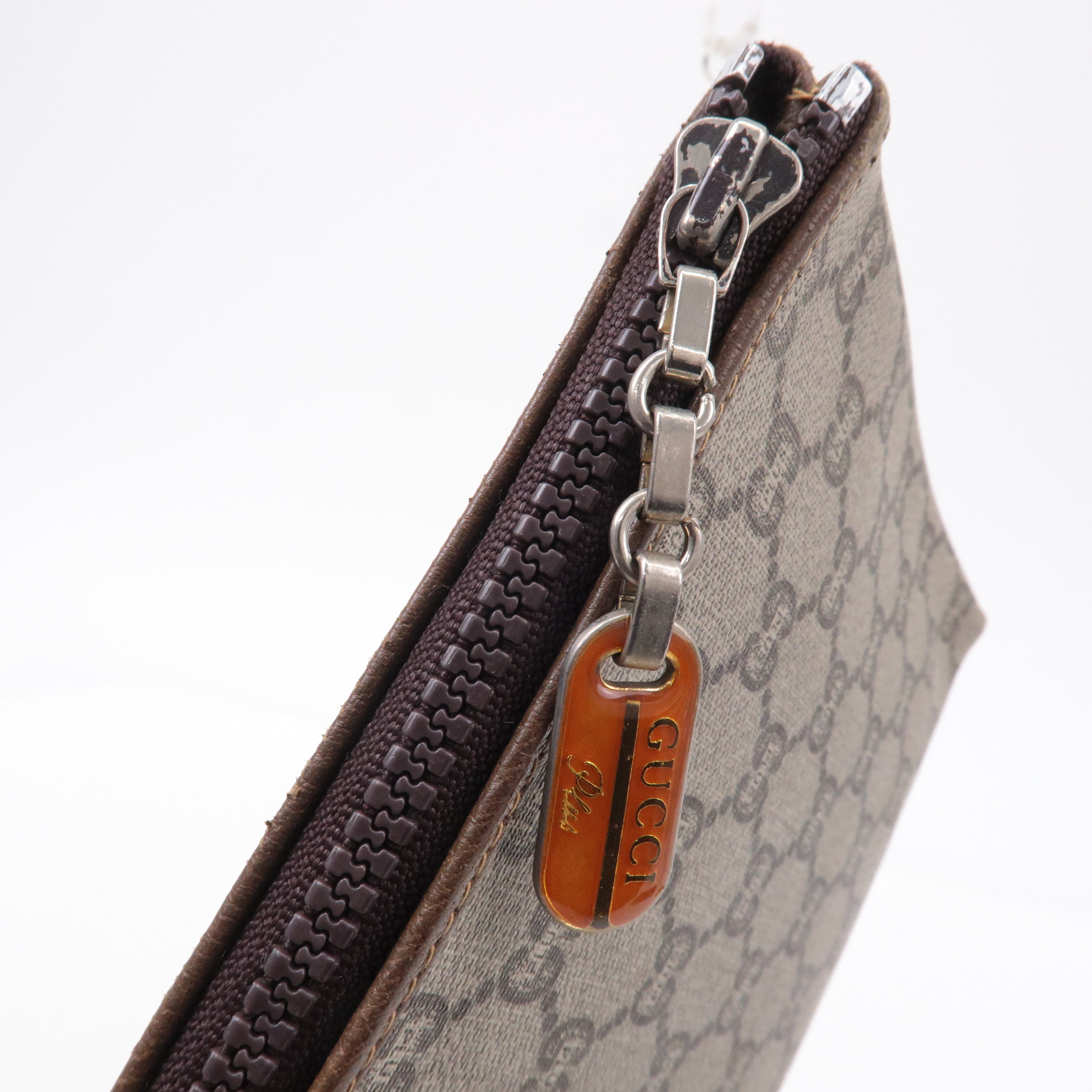 GUCCI Set of 2 Old Gucci GG Plus Leather Clutch Bag Beige Brown