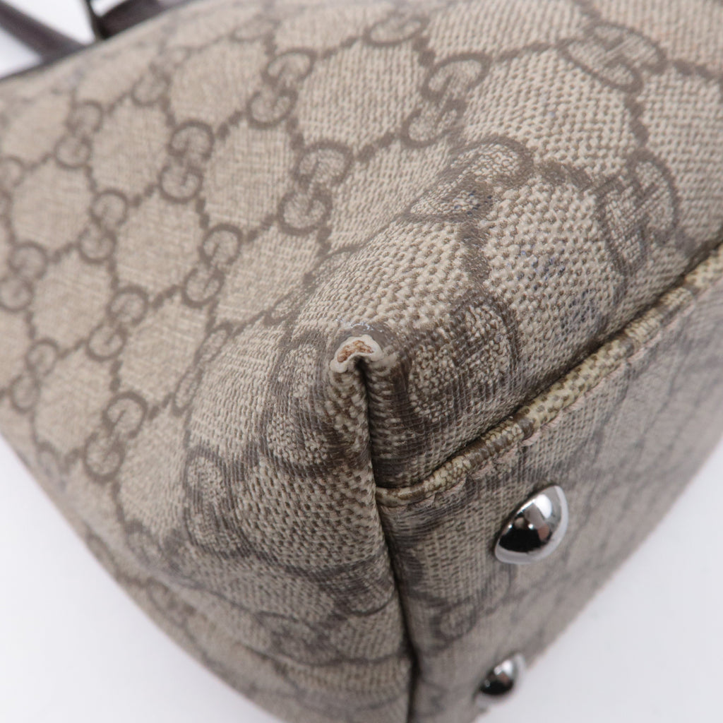 GUCCI GG Supreme Leather Tote Bag Beige Brown 114595