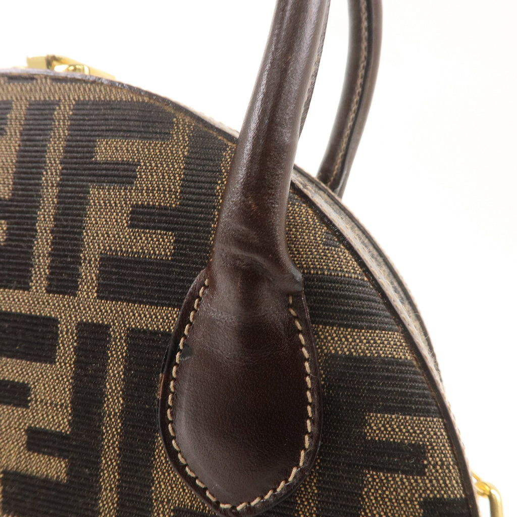 FENDI Zucca Canvas Leather 2WAY Handbag Shoulder Bag