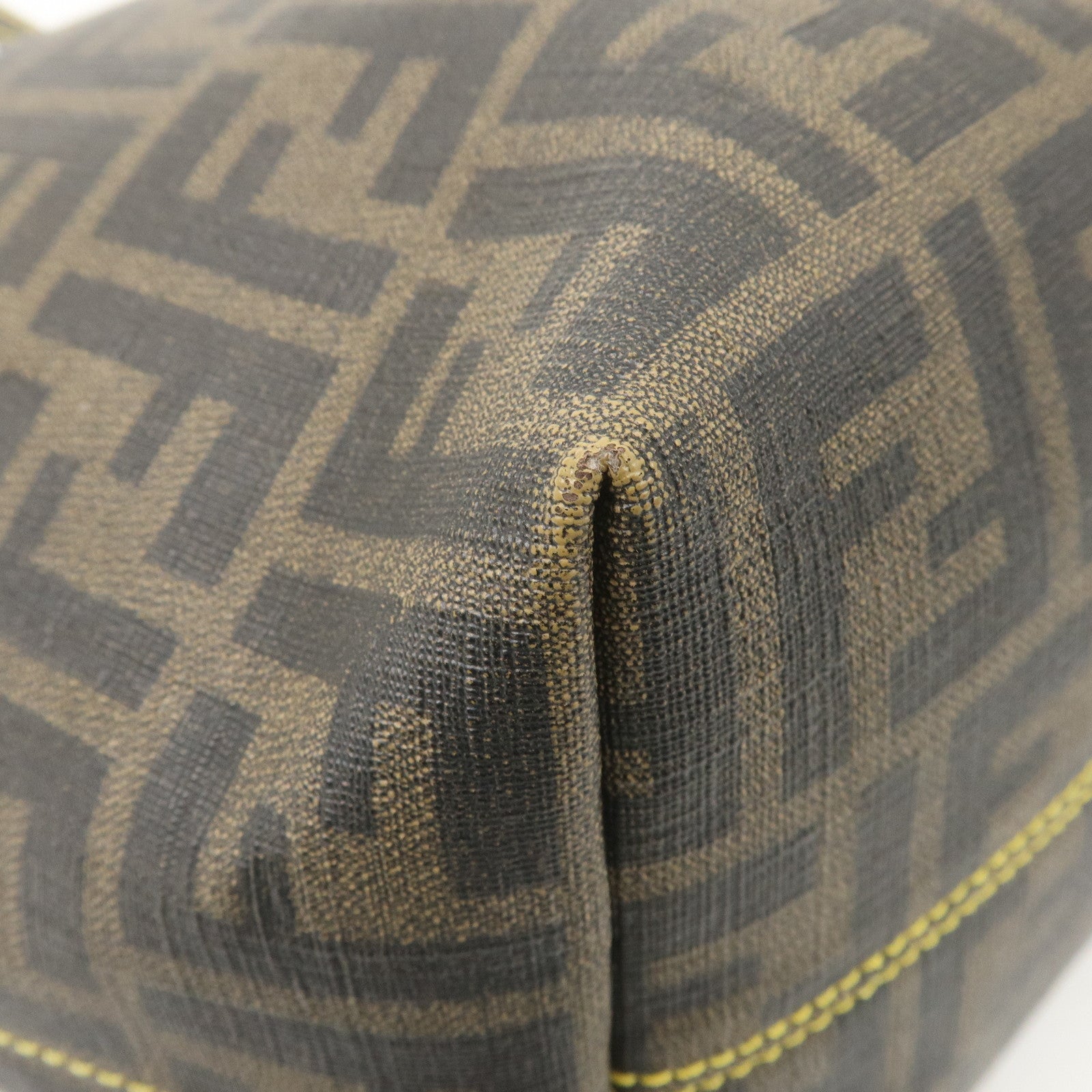 FENDI Zucca PVC Tote Bag Khaki Black Yellow 8BH185