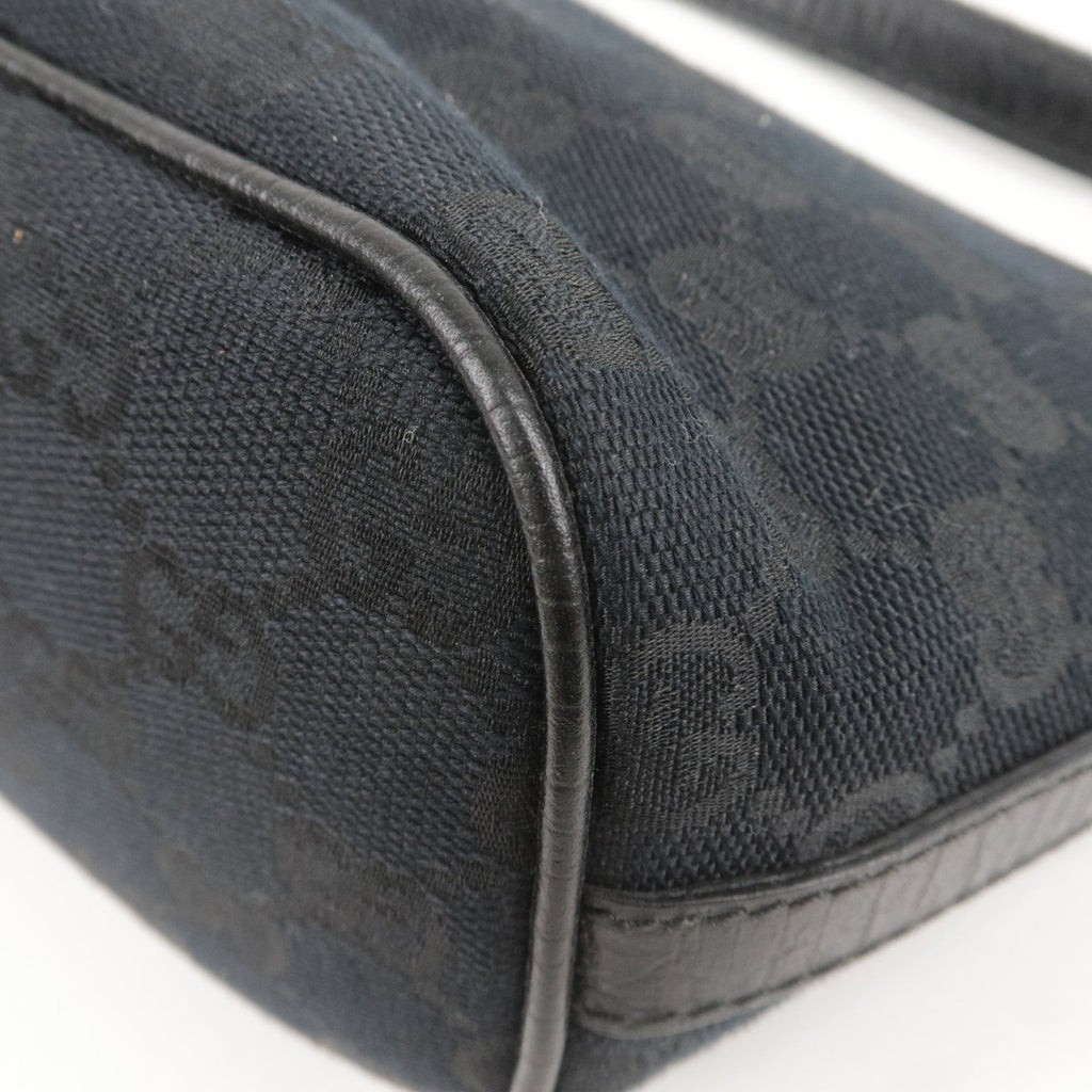 GUCCI Sherry GG Canvas Leather Hand Bag Purse Pouch Black 141809