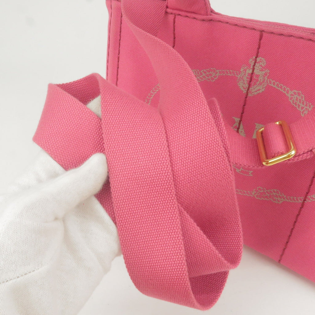 Prada Canapa Mini Canvas 2Way Bag Shoulder Bag Pink 1BG439
