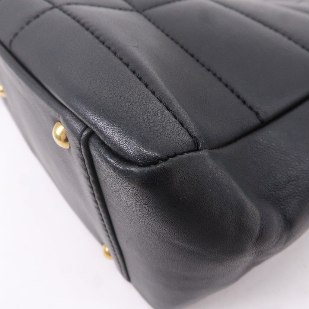 CHANEL Chocolate Bar Lamb Skin Chain Tote Bag Black A17859
